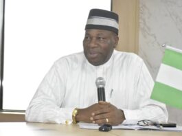 Representative of the Honourable Minister of State Petroleum Resources (Gas) and Permanent Secretary, MPR. Amb. Nicholas Agbo Ella delivering his remarks at the official signing of partnership agreement between BFI Group and China National Chemical Engineering Corporation (CNCEC) in Abuja.