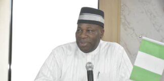Representative of the Honourable Minister of State Petroleum Resources (Gas) and Permanent Secretary, MPR. Amb. Nicholas Agbo Ella delivering his remarks at the official signing of partnership agreement between BFI Group and China National Chemical Engineering Corporation (CNCEC) in Abuja.