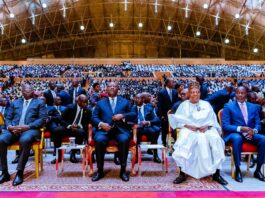 L-R: Vice President of Côte d'Ivoire, Tiémoko Meyliet Koné; President of Côte d'Ivoire Alassane Ouattara; Vice President of Nigeria, Kashim Shettima and Minister of Mines, Oil and Energy of Côte d'Ivoire, Mamadou Sangafowa-Coulibaly during the inaugural International Exhibition of Extractive and Energy Resources (Salon International des Resources Extractives et Energétiques – SIREXE) in Abidjan, Côte d’Ivoire on Wednesday, 27th November,2024.