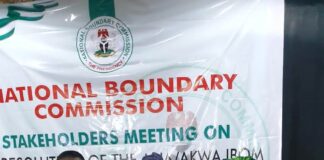 L-R Deputy Governor of Abia State, Engr. Ikwchkwu Emetu, Director-General of the National Boundary Commission Surv. Adamu Adaji and Deputy Governor of Akwa Ibom State, Dr. Senator Akon Eyakenyi
