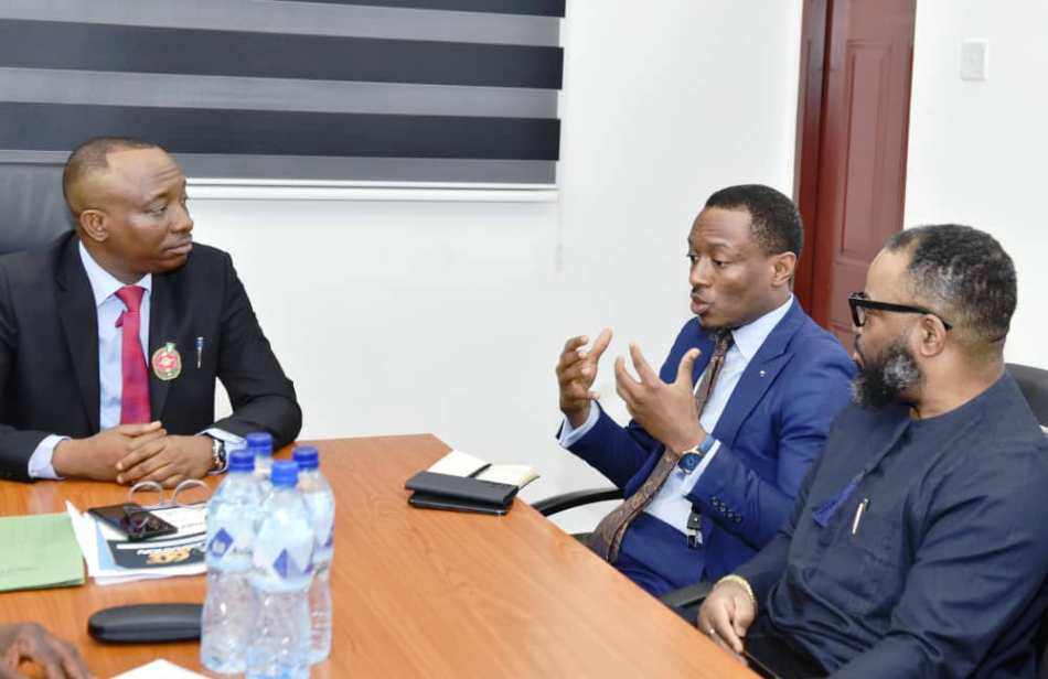 L-R: Director-General, BPP, Dr. Adebowale A. Adedokun; SSA to President Bola Ahmed Tinubu, GCFR on Digital/New Media/Presidential office on Digital Engagement and Strategy, Mr. O'tega Ogra and his Technical Adviser, Mr. Abiola Olatokumbo during the meeting