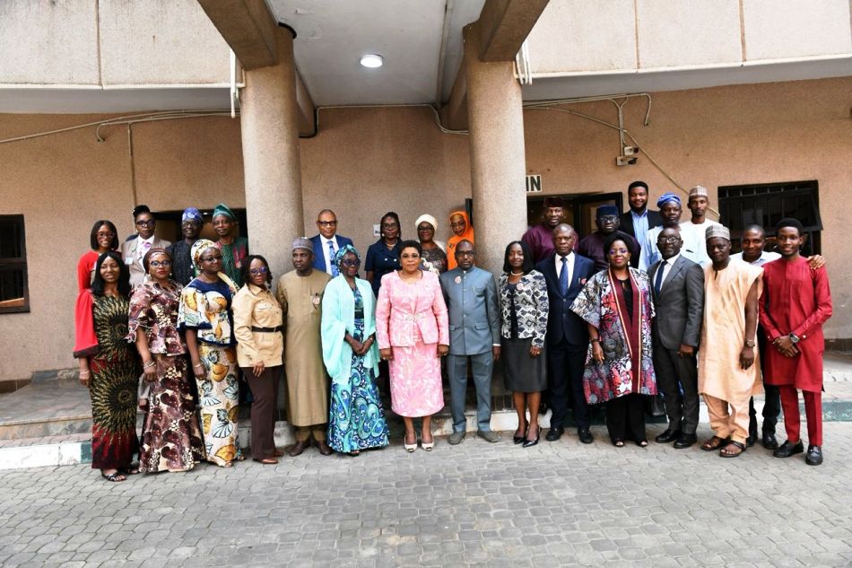 Head of the Civil Service of the Federation, Mrs. Didi Esther Walson-Jack, OON, mni, in a group photograph with Permanent Secretaries and the technical committee members during the launch of the Federal Civil Service Onlne Compendium of Circulars in Abuja.