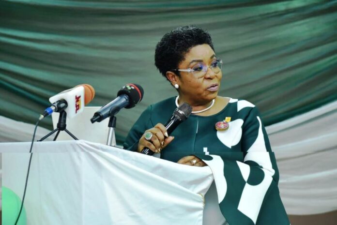 The Head of the Civil Service of the Federation, Mrs Didi Esther Walson-Jack, OON, mni delivering her speech during the opening ceremony of the 46th National Council on Establishment in Ede, Osun State.