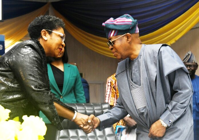 Walson-Jack Lauds FISON 3 R-L: The Minister of Marine and Blue Economy, His Excellency, Adegboyega Oyetola, CON, in a handshake with the Head of the Civil Service of the Federation, Mrs Didi Esther Walson-Jack, OON, mni, at the Opening Ceremony of 39th Annual National Conference in Abuja.