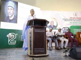 The Permanent Secretary, Federal Ministry of Communications, Innovation and Digital Economy Engr. Faruk Yusuf Yabo FNSE, making his remarks during the opening Technical Session of the 12th meeting on National Council of Communications, Innovation and Digital Economy in Makurdi, Benue State.