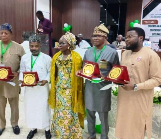 The Solicitor General of the Federation and Permanent Secretary, Federal Ministry of Justice, Mrs. Beatrice Jedy-Agba, OON, mni in a group photograph with some of the Award Recipients at the 2024 Justice Sector Ministerial Award and Recognition Ceremony held on Friday 13th December, 2024 in Abuja.