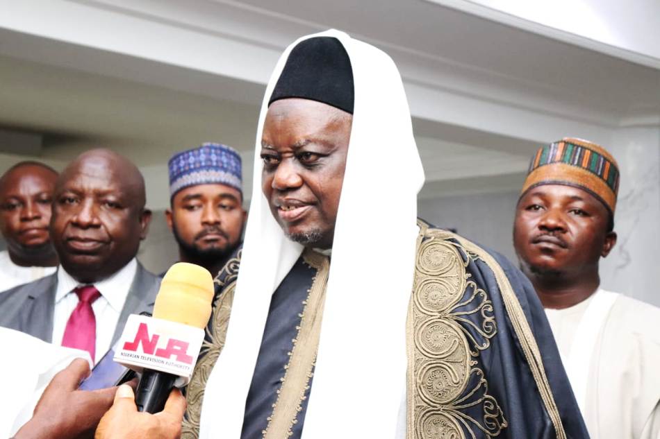 The Emir of Lafia and Chairman, National Honours Award, HRH, Sidi Bage Mohammed 1, explains to Peessmen the essence of the Award at the event.
