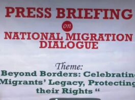 The Honourable Federal Commissioner addressing the gentleman of the press during the press briefing