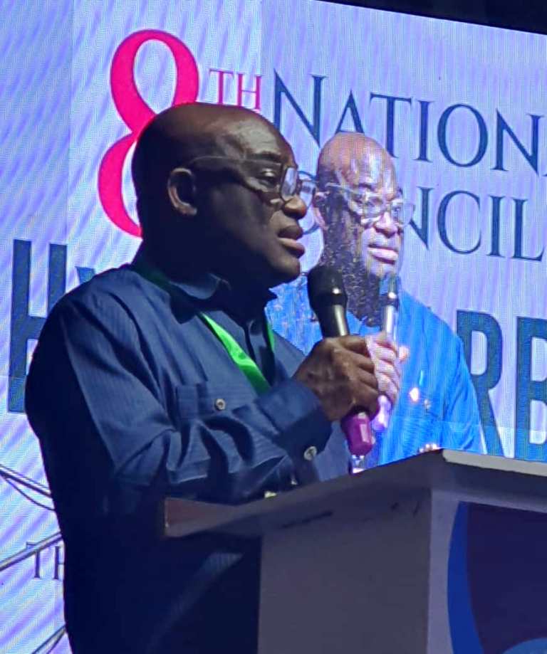 Representative of the Permanent Secretary, Ministry of Petroleum Resources (MPR) and Director of Upstream Department of the Ministry, Engr. Kamoru Busari FNSE delivering the opening speech at the technical session of the 8th National Council on Hydrocarbons in Asaba, Delta State.