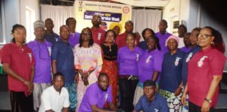 L-R: Joy Abobo (Police Services Department); Madaki Danladi Geoffry; Chief Administrative Officer, Showunmi Ola Akeem; Assistant Director (Police Services Department), Kole Doris; SERVICOM Team Lead, Mrs. Lucy Zach-Ukoh; Bere Dorathy; Gloria Samuel (Planning Research and Statistics); Ameh Okwuchukwu (Legal Services); Kazi Pheobe Ginika (Accounts) and Tide Mariam Braimah (Human Resource Department) during the Year 2024 Servicom Customer Service Week, held at the Office of the Secretary to the Government of the Federation Conference Room, Phase I, Federal Secretariat, Abuja.