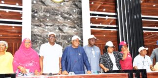 The Permanent Secretary Education Dr Nasir Sani- Gwarzo mni in the middle with the Directors