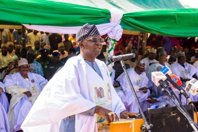 The Honourable Minister, Federal Ministry of Water Resources and Sanitation, Engr. Prof Joseph Terlumun Utsev, making his remarks during the flag off ceremony of Greater Dutse Water Supply project