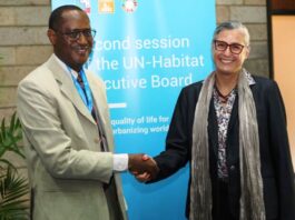Arc Ahmed Dangiwa, Nigerias Minister of Housing and Urban Development with the new Executive Director, UN Habitat, Ms Anaclaudia Rossbach