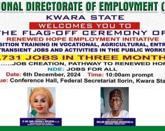 NDE Recruits 2,285 Unemployed Persons In Kwara