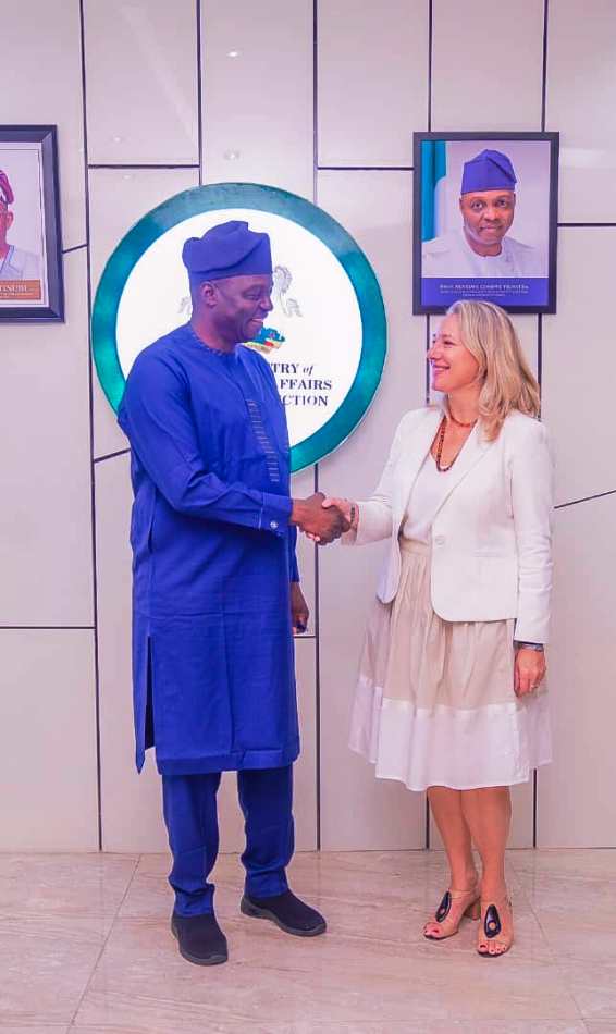 Prof. Yilwatda 1 Left, Honourable Minister of Humanitarian Affairs and Poverty Reduction Prof Nentawe Goshwe Yilwatda and the leader of the RABAT PROCESS SECRETARIAT during their courtesy visit to the Minister in his office Friday 6th December 2024 in Abuja