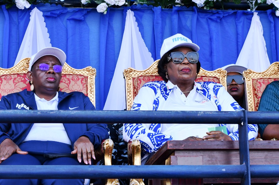 The Representative of the Executive Governor of Rivers State/ Deputy Governor of RiversState, Prof Ngozi Odu( R) and the Representative of the Head of the Civil Service of the Federation/ Permanent Secretary, Ministry of Interior, Dr Magdalene Ajani(L) at the Opening Ceremony of the 43rd Edition of FEPSGA, in Port-Harcourt.