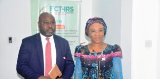 The National Coordinator/CEO SERVICOM PRESIDENCY , Mrs Nnenna Akajemeli and the Acting Chairman FCT IRS Dr Ango Hadi during the courtesy visit.