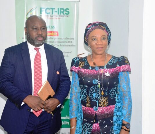 The National Coordinator/CEO SERVICOM PRESIDENCY , Mrs Nnenna Akajemeli and the Acting Chairman FCT IRS Dr Ango Hadi during the courtesy visit.