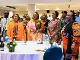 L-R, Chairman, House Committee on Women Affairs and Social Development, Hon. Kafilat Ogbara, Honourable Minister of Women Affairs, Hajiya Imaan Sulaiman-Ibrahim and other dignitaries at the High-Level event of Stakeholders on Collaborative Pathways to Gender Equality and Women Empowerment Roadmap held in Abuja