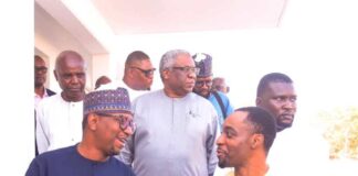 The Chairman of National Sports Commission, Mallam Shehu Dikko in company of Crown Prince of Benin Kingdom Prince Ezelekhae Ewuare, during a courtesy visit by the Prince to the Chairman on Thursday, 28th Nov. 2024