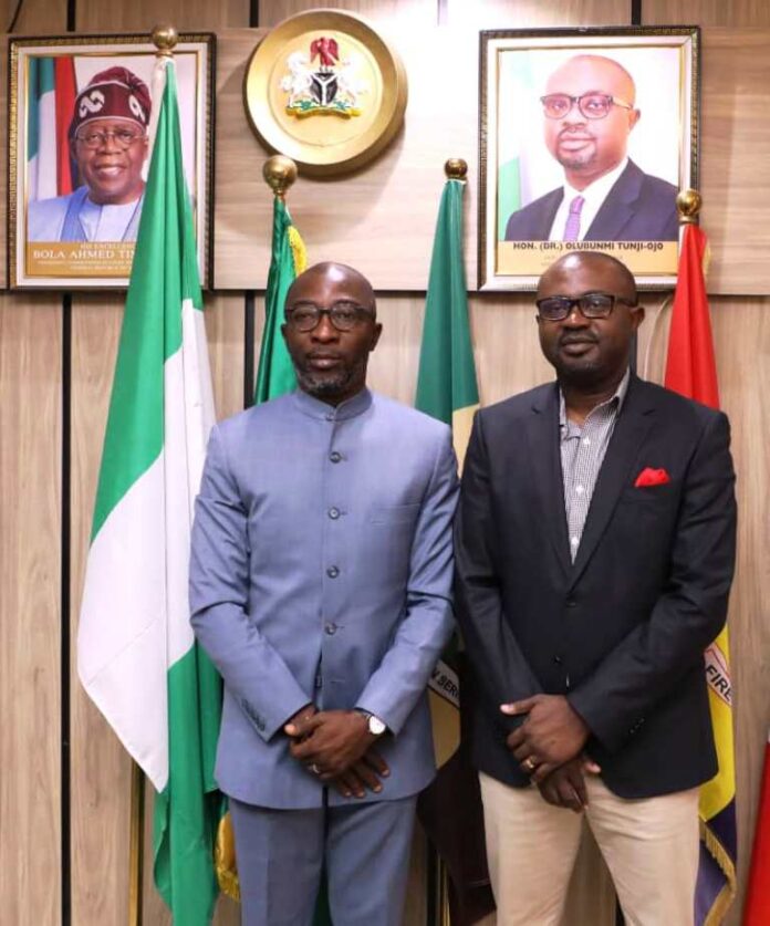 Social Security of Nigerians 1 L-R: Mr. Faleye Oluwaseun Mayomi, MD/ CE, NSITF and Hon. (Dr.) Olubunmi Tunji-Ojo, Minister of Interior