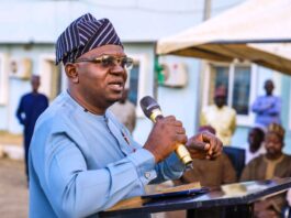 Honourable Minister of Water Resources and Sanitation, Engr. Prof. Joseph Terlumun Utsev during the Commissioning