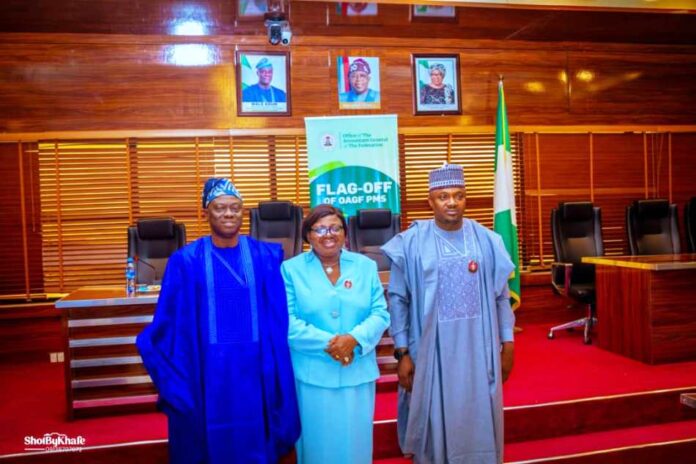 AGF 2 from the middle the Chairman House Committee on Public Account Rep Bamidele Salam, the Accountant General of the Federation Dr. Mrs Oluwatoyin Sakirat Madein FCCA FCA and the members of the House Committee on Public Account during their oversight visit to the OAGF recently.