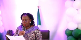 The Permanent Secretary, Ministry of Interior, Dr. Magdalene Ajani delivering her address at the send-forth ceremony.