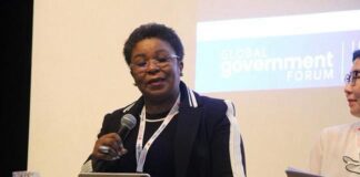 Head of the Civil Service of the Federation, Mrs. Didi Esther Walson-Jack, OON, mni, during her presentation at the Global Government Summit in Singapore.