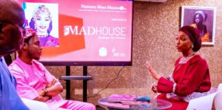 Hon Minister of Art, Culture, Tourism and Creative Economy Barr Hannatu Musa Musawa with the founder of Madhouse and celebrity photographer, Bayo Omoboriowo