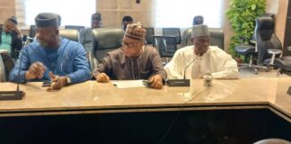 Photo Speak: Permanent Secretary, Federal Ministry of Housing and Urban Development , Dr Shuaib Belgore in a meeting with leadership of Arcon led by its President Arc Dipo Ajayi,, Wednesday, 5th February, 2025