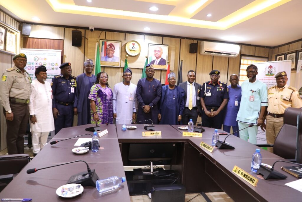 The BPP team in a group photograph with the Federal Ministry of Interior Management team and Chief Executives of their parastatals during the courtesy visit