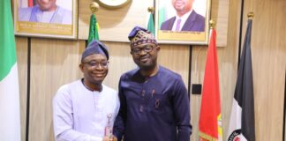 R-L: Hon. Minister of Interior, Dr. Olubunmi Tunji-ojo and Director General, Bureau of Public Procurement, Dr. Adebowale Adedokun during a courtesy call to the Minister