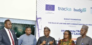 The Director-General of Bureau of Public Procurement (BPP), Dr. Adebowale A. Adedokun, MCIPS, ACFE, delivering a keynote address ”Achieving National Development through Efficient Service Delivery” at the BudgIT Tracka’s 2023/2024 Report Lunch at the Shehu Yar’adua Centre, Abuja today 30th January, 2025. The DG was accompanied by Head, Media and Public Relations, Mr. Zira Zakka Nagga