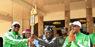 Earlier today, President Bola Ahmed Tinubu, GCFR, inaugurated and handed over the Unity Torch of 22nd National Sports Festival (Gateway Games 2025) to the Chairman of National Sports Commission, Mallam Shehu Dikko and Ogun State Governor, Prince Dapo Abiodun at the Presidential Villa Abuja.