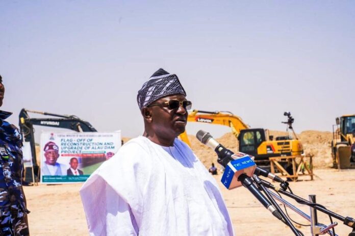 Engr. Prof. Joseph Terlumun Utsev The Honourable Minister of Water Resources and Sanitation, Engr. Prof. Joseph Terlumun Utsev, FNSE, FNICE, FNIWE, delivering his address during the flag-off ceremony