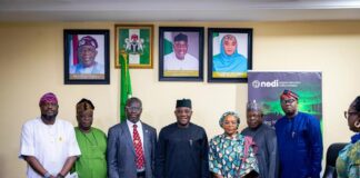 The Honourable Minister of Education Dr Maruf Tunji Alausa flakes with the new appointees and UBEC Executive Secretary Hajiya Aisha Garba