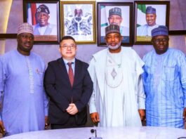 L-R, the Minister of State for Agriculture and Food Security, Sen.Dr Aliyu Sabi Abdullahi, Economic Development Department,JICA Director General, Mr. Takao Shimokawa, Minister of Agriculture and Food Security,Sen Abubakar Kyari and Permanent Secretary, FMAFS, Dr Marcus Olaniyi Ogunbiyi, during the courtesy visit in Abuja.