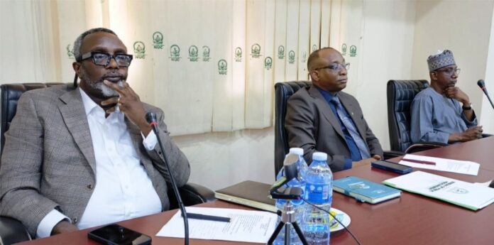 BPP Strengthens Collaboration With SPESSE Director-General, Bureau of Public Procurement, BPP, Dr. Adebowale A. Adedokun, MCIPS, ACFE flanked by his left, Director, Civil Infrastructure, BPP, Engr. Nasir M. Bello and the Representative of National Universities Commission, NUC, Mr. Peter Tobrise, during the BPP meeting with Centre Leaders and other stakeholders on SPESSE program in Abuja
