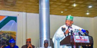The Minister of Agriculture for Food Security, Sen Abubakar Kyari, during the inauguration
