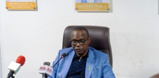 The Honourable Minister of State for Health & Social Welfare Dr. Iziaq Adekunle Salako addressing members of the Ministerial Committee for the development of phytomedicine value chain and officially announcing it's inauguration.