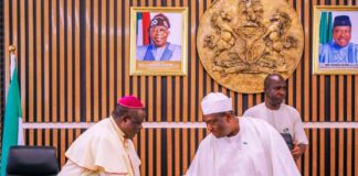 Secretary to the Government of the Federation, Sen. George Akume, fnim, CON, receives the Northern Pentecostal and Charismatic Bishops Communion of Nigeria led by Archbishop John Praise Daniel on courtesy visit on Friday, 2nd May, 2025 in his office.