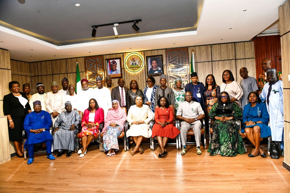 Head of the Civil Service of the Federation, Mrs. Didi Esther Walson-Jack, OON, mni (seated middle) in a group photograph with the Heads of State Services and the FCT during the flag-off of the Study Tour to the Federal Civil Service in Abuja.